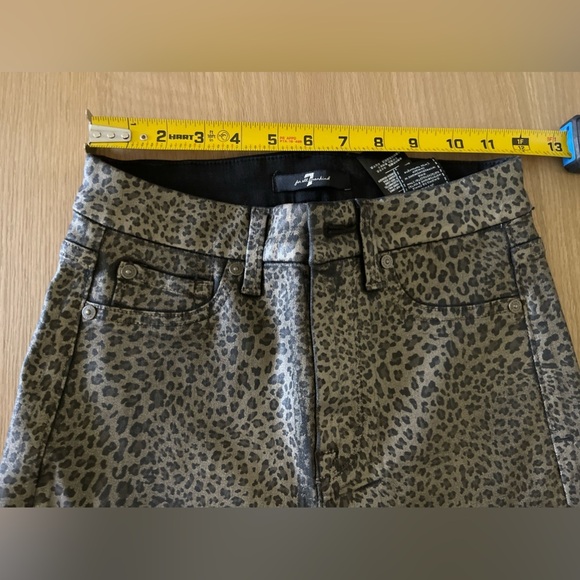 7 For All Mankind| Leopard Print Straight Jeans with Raw Hem—Waxed Material••• - Picture 16 of 16